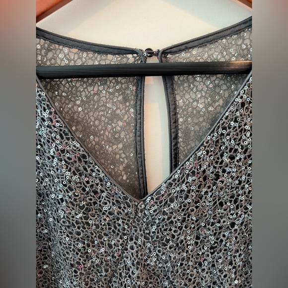 Kay Unger Grey Sparkle Jagged Edge Sheath Dress - Picture 7 of 16